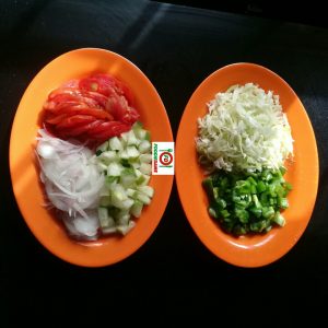 Chopped vegetables for shawarma