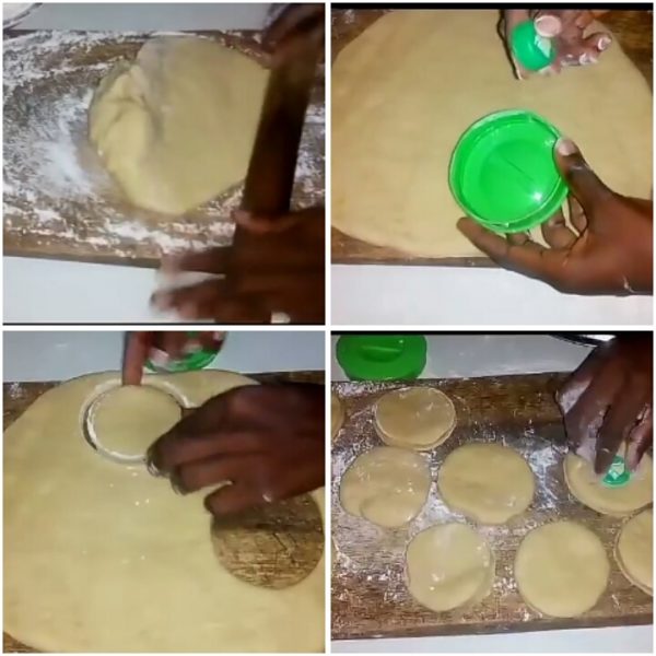 Steps in cutting dough into circles